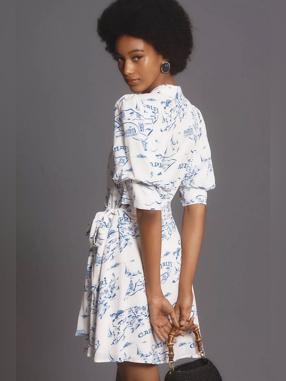Anthropologie Maeve Short Sleeve Collared Wrap Mini Dress- Size Small - Picture 3 of 12